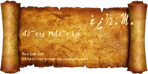 Őry Mária névjegykártya